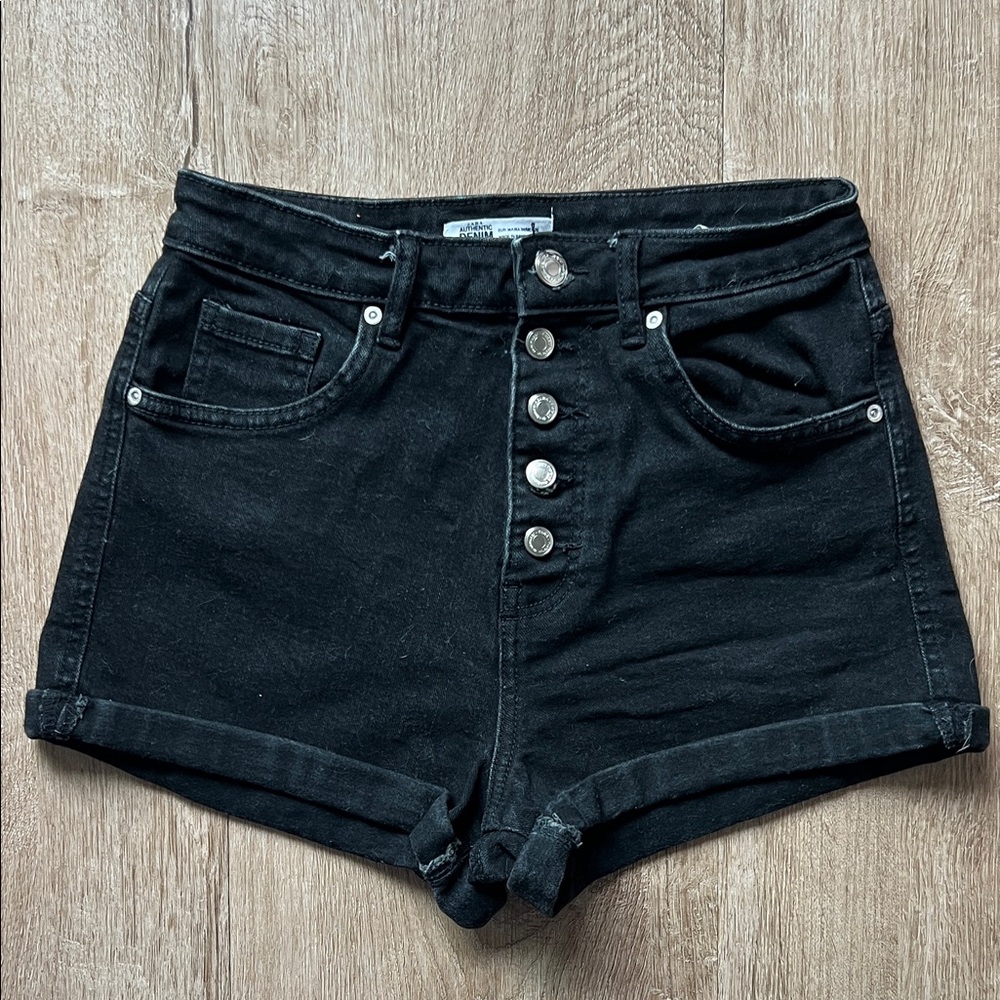 Zara Women’s High Waist Black Denim Shorts Size 4
